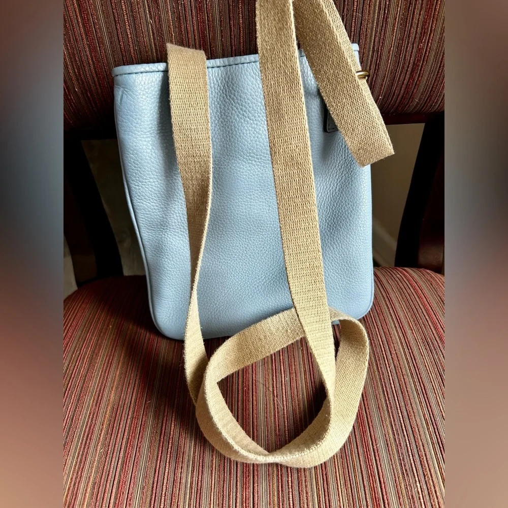 Michael Kors Fulton Crossbody Bag Pale Blue Pebbled Leather w/Gold MK Hardware